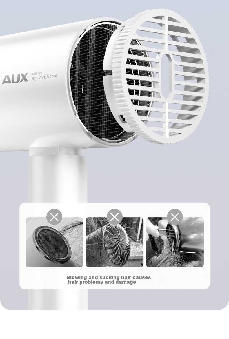 AUX Hair Dryer Home Use Quiet Negative Ion High Power Damage-Free Fast Drying Foldable Portable Hair Dryer for Men and Women Annual Meeting Gift 19