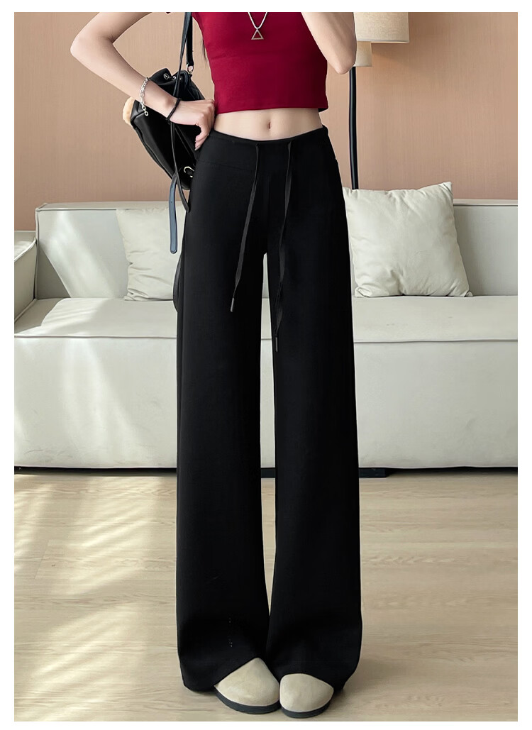 Modal Gray Women's Sweatpants 2026 Spring Summer New High Waist Slim Straight Narrow Casual Wide-Leg Joggers 12