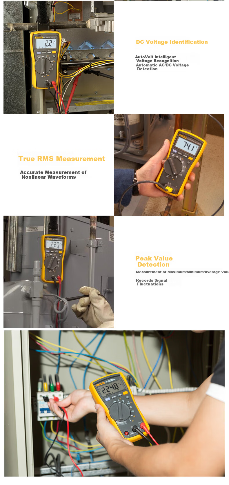 FLUKE F115C True RMS Digital Multimeter High-Precision Smart Electrician Multimeter Universal Ammeter 2