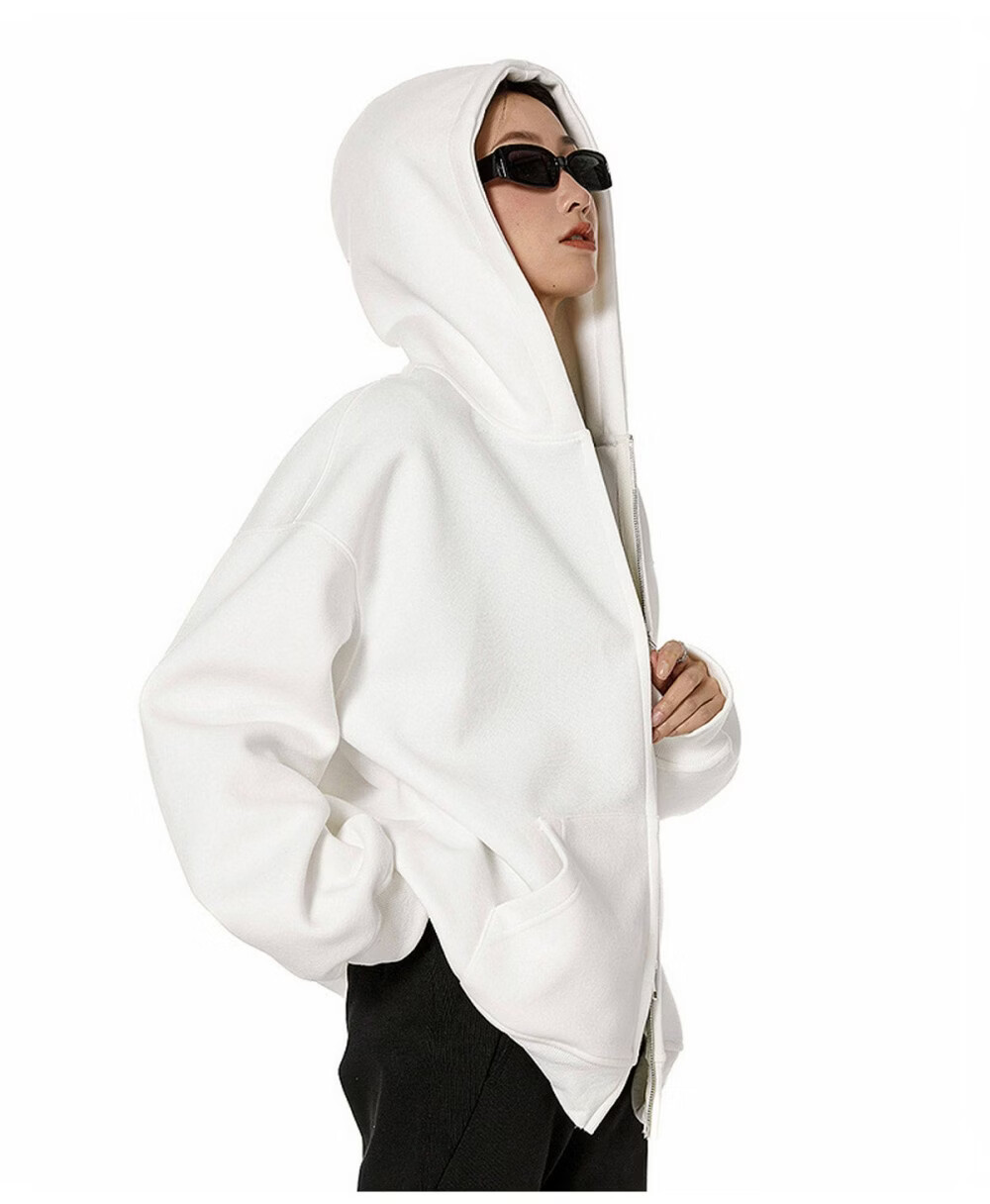 ICH MODE Women's American Style Hoodie Jacket 2026 Spring Autumn New Loose Fit Zip-up Lazy Long Sleeve Top Black S 26