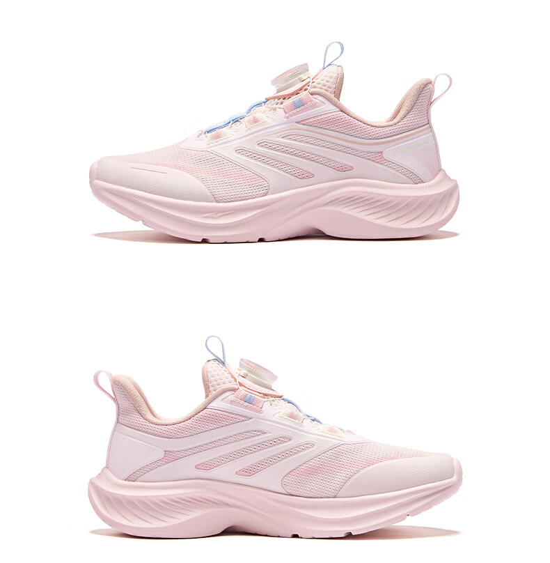 ERKE Kids Boys Girls Mesh Sports Shoes Children's Dial Running Shoes Light Yarn Pink/Freshwater Pink Size 39 51