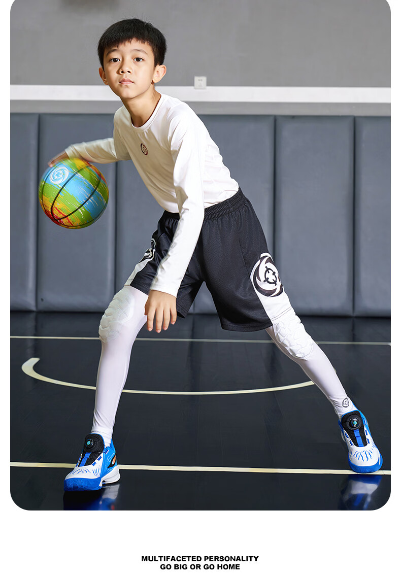Zhunzhe Kids Impact-Resistant Basketball Training High-Elastic Breathable Knee Pads Compression Nine-Point Fitness Pants 12