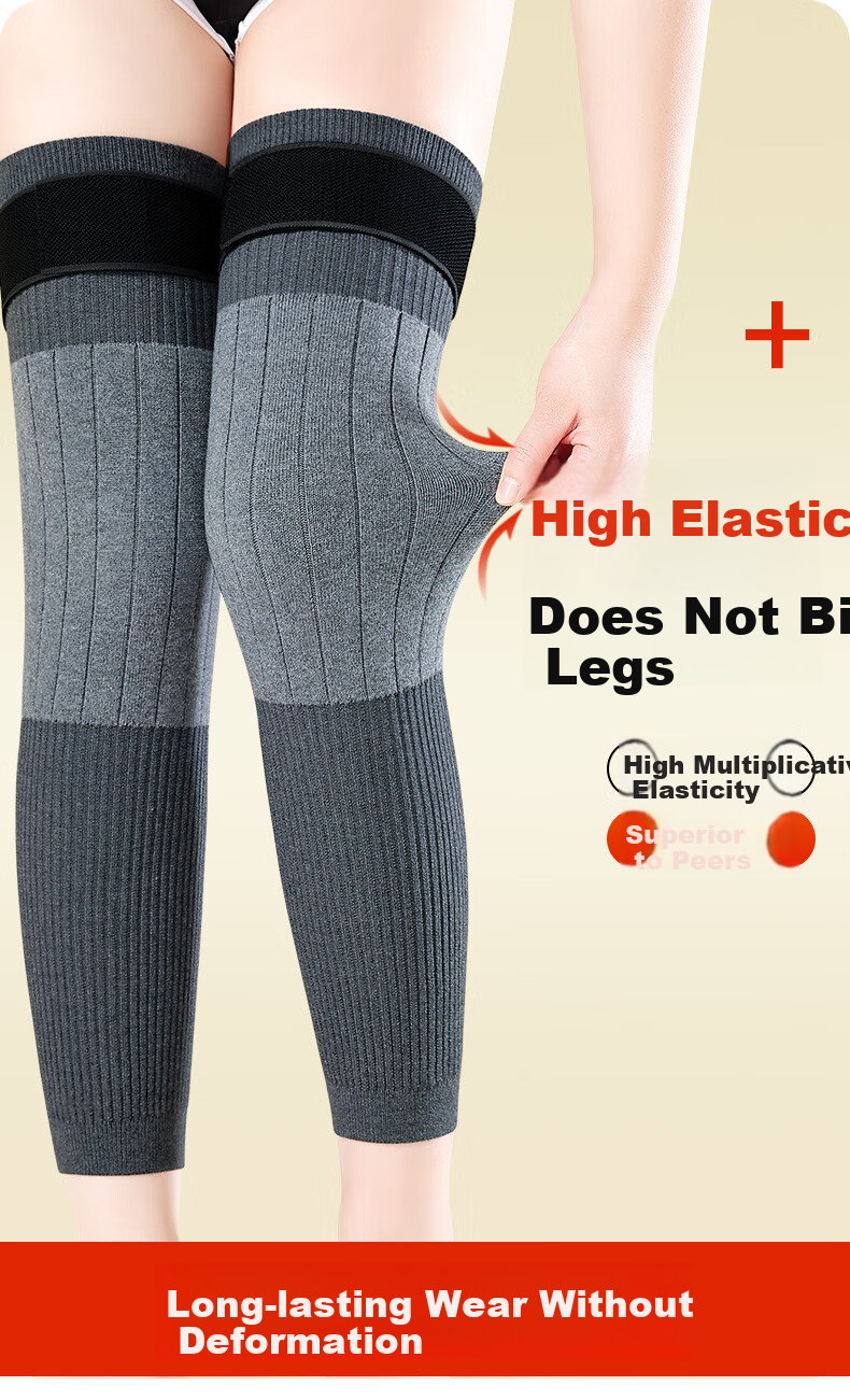 Langsha Cashmere Knee Warmers Thickened Fleece Knee Support Cold Protection Leg Sleeves for Men and Women, Autumn Winter, Middle-aged and Elderly 9