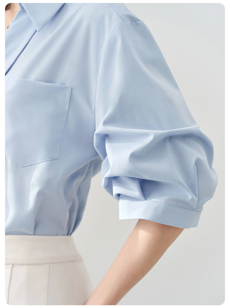Jeanswest Women's Summer V-Neck French Style OL High-End Inner Wear Commuting Professional White Short Sleeve Shirt L 25