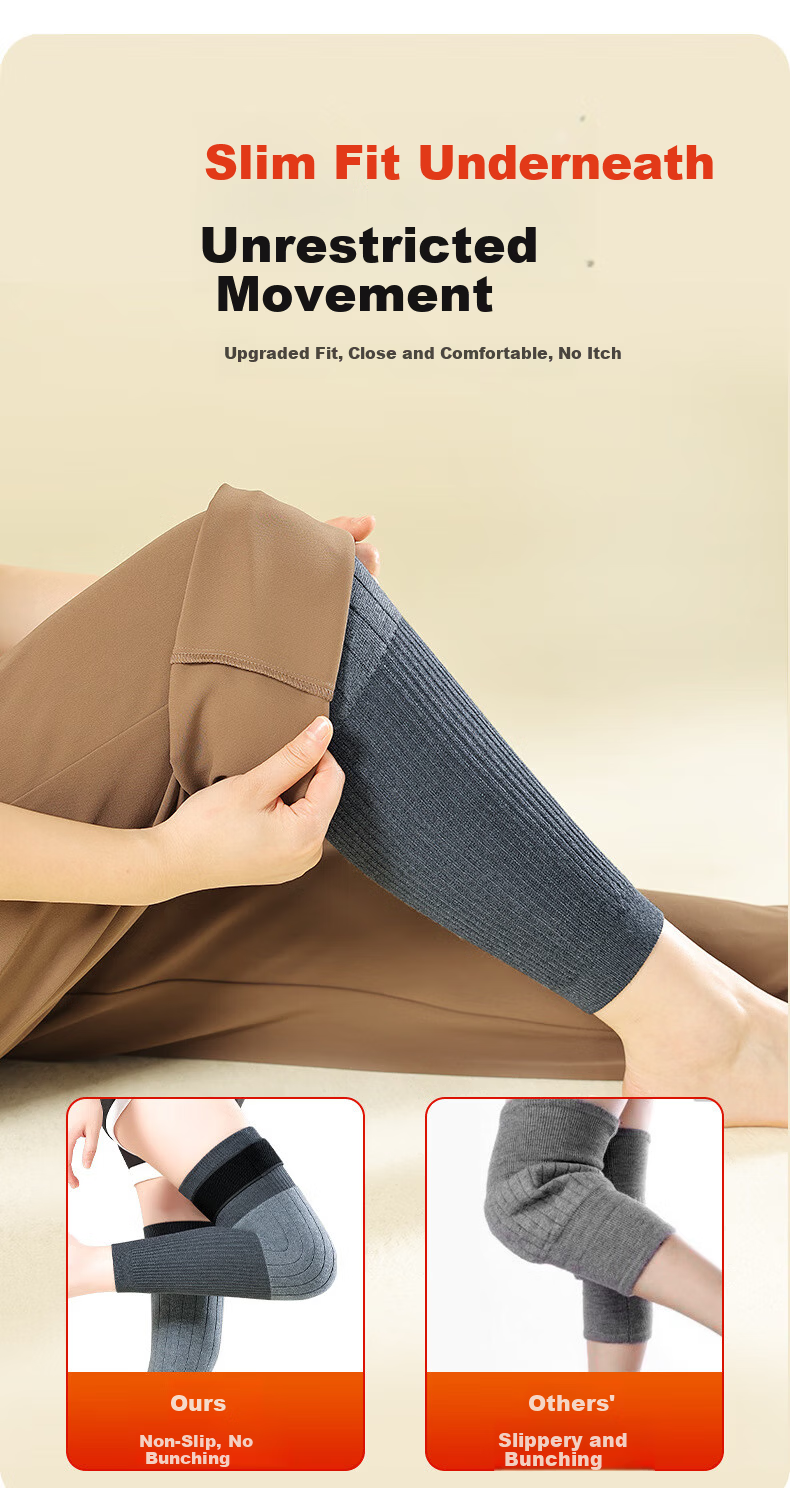 Langsha Cashmere Knee Warmers Thickened Fleece Knee Support Cold Protection Leg Sleeves for Men and Women, Autumn Winter, Middle-aged and Elderly 10