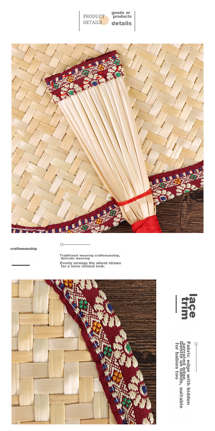 TaTanice Woven Rush Fan, Handmade Traditional Large Palm Fan, Men's Banana Leaf Round Fan, Women's Grass Woven Fan, Chinese Style Fa 2