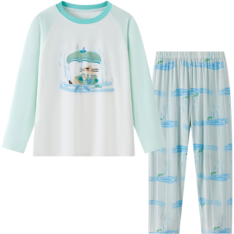 Ying's [Modal Acetate] Boys' Long Sleeve Children's Pajamas Homewear Spring Summer Sweat-Wicking Class A Youth