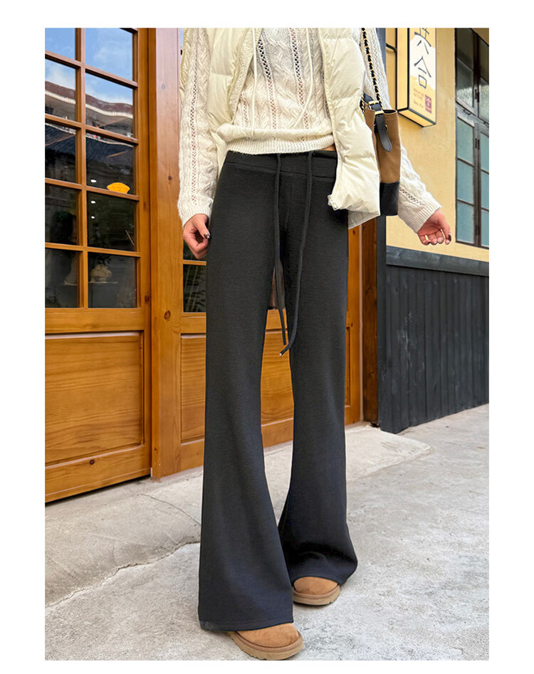Demana Women's Wool Blend Pear-Shaped Flared Pants Wool Casual Trousers Slim Fit Spring Autumn 9