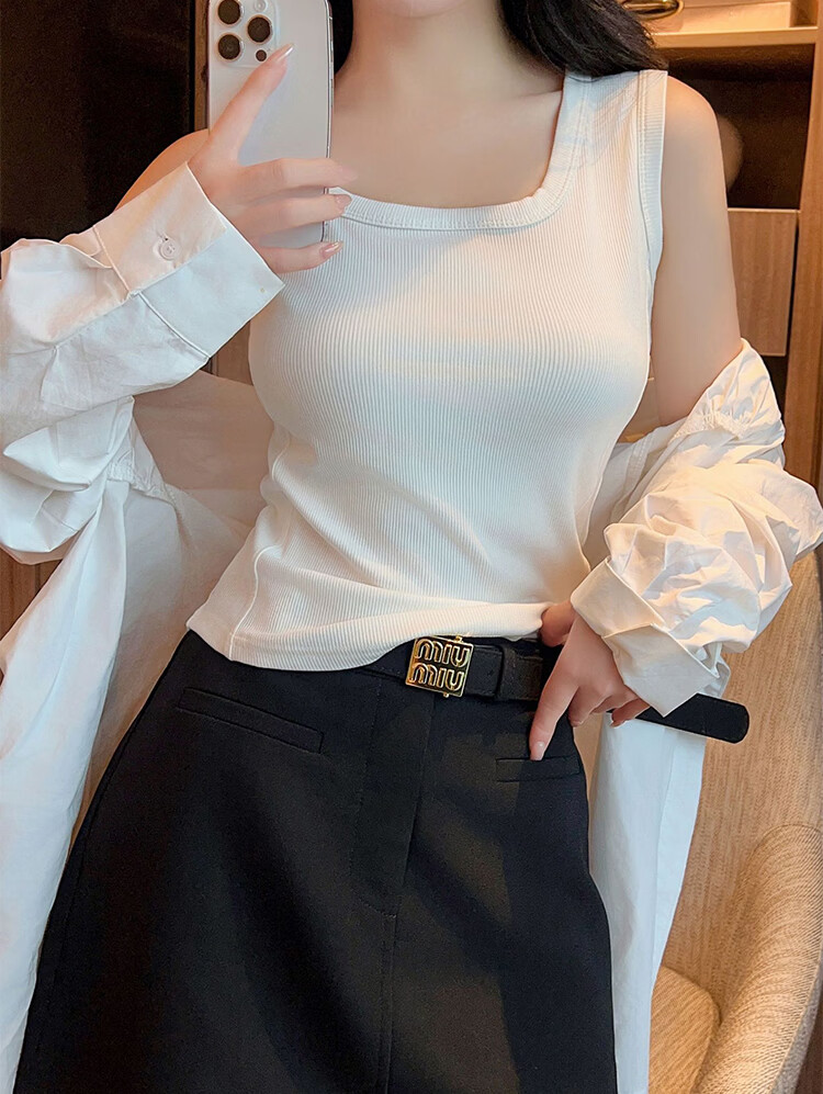 Dushiliren [Fishbone Slimming Upgrade] Camisole Tank Top for Women, Outer Wear Or Inner Layer, Summer, Conceals Side Boob, Slimming Base Layer, Sleeveless Top 4