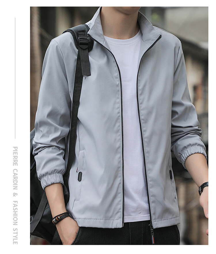 Pierre Cardin Men's Jacket Spring Autumn Lightweight Business Stand Collar Outdoor Windproof Casual Black L 15