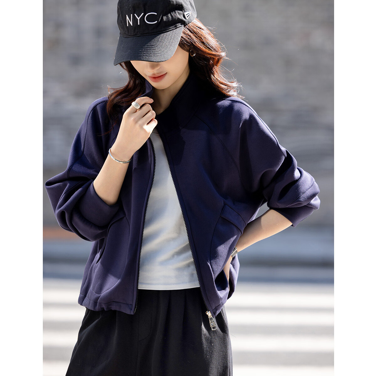 Demana [Practicalism] Spring Retro Style Stand Collar Raglan Sleeve Slant Pocket Loose Slimming Concealment Jacket for Women High-End Feel