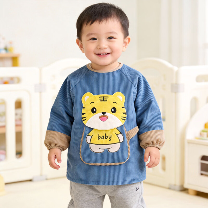 9i9 Baby Eating Bib Apron Long Sleeve Toddler Art Smock Waterproof Reversible Kids Splash-Proof Shirt A410 10