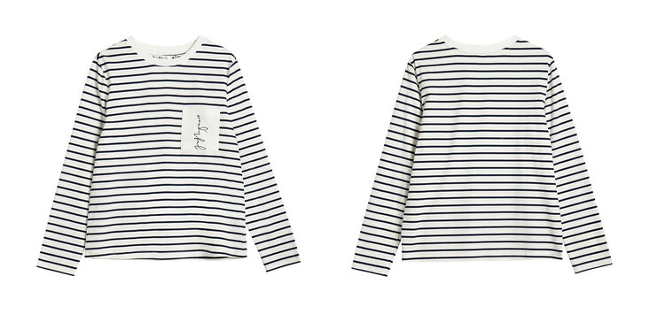 Olrain Eurier Women's Striped Long Sleeve T-Shirt Spring Design Pocket Embroidery Top Striped (Upgraded) XL 19