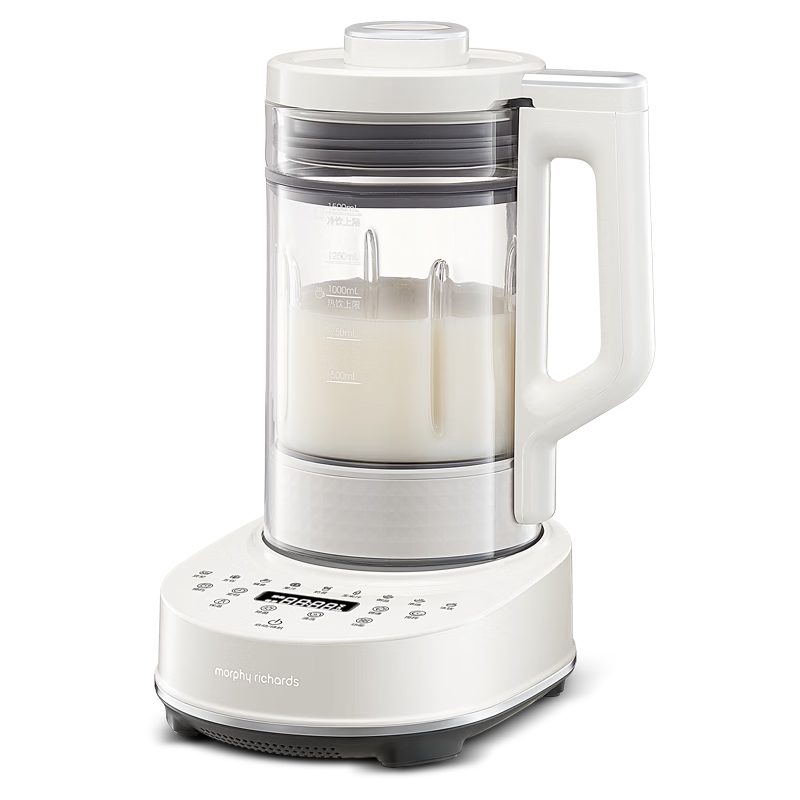 Morphyrichards Gentle Blender, Home Use 1.5L Heating No-Cook Soy Milk Maker, Goddess Day Gift, Multifunctional Timer Juicer Machine, Juice Maker, Baby Food Processor MR8202A White