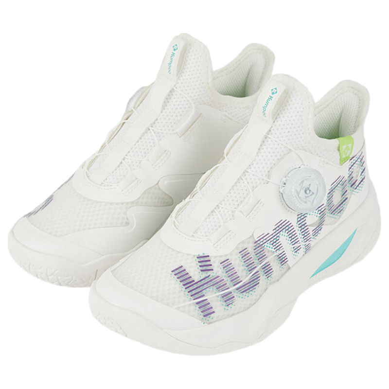 KUMPOO 26th Anniversary New Kids' Breathable Shock-Absorbing Anti-Twist Non-Slip Badminton Shoes KH-JG826S White Size 33