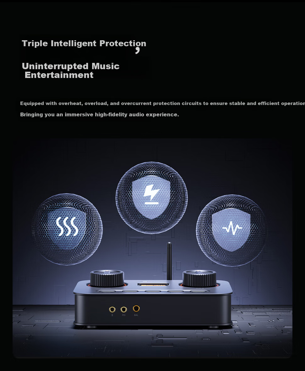 FOSI AUDIO K7 High-End DAC Headphone Amplifier External Sound Card for PC Gaming Audio Decoder Black 14