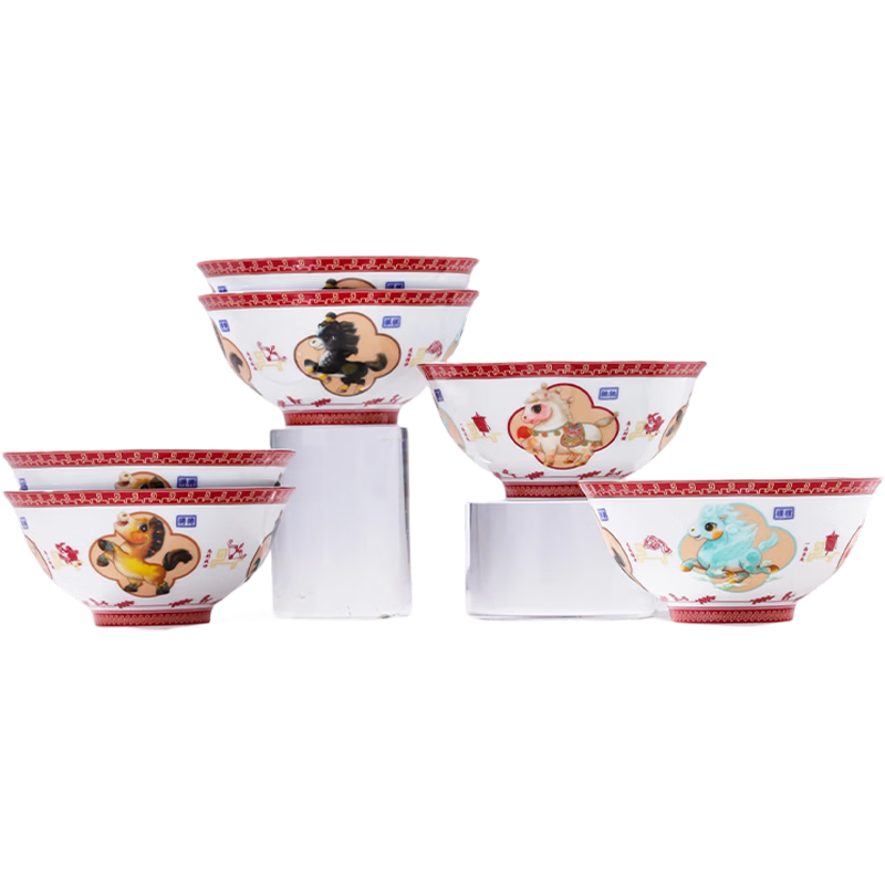 JDZ Ceramic Bowl Set Year of the Horse New Edition Qi Ji Galloping Spring Festival Commemorative Bowl Housewarming Gift Domestic Rice Bowl Porcelain Bowl