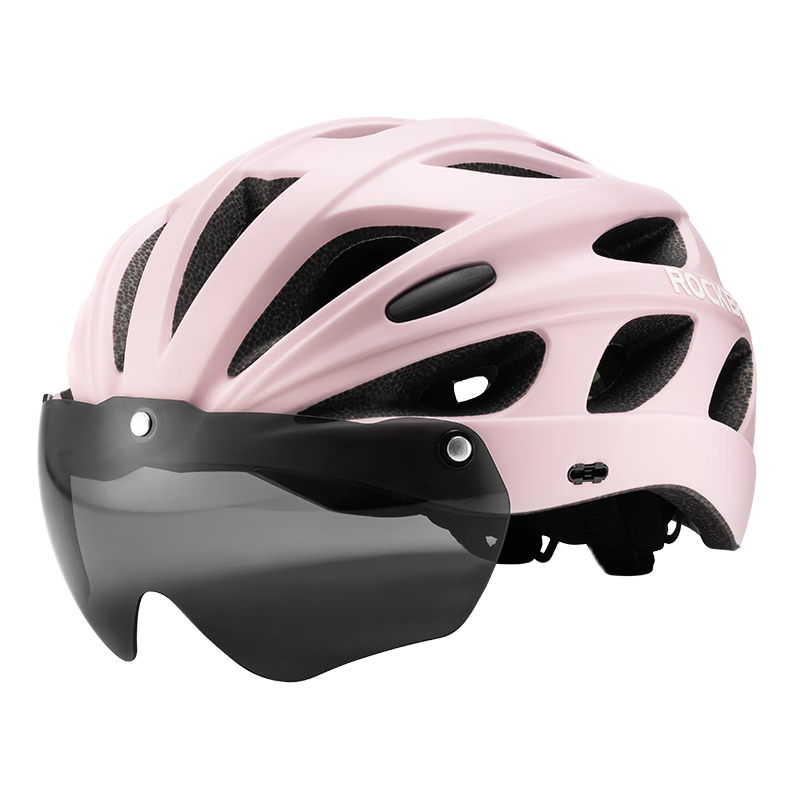 Rockbros Bicycle Helmet with Goggles Integrated Road Mountain Bike Safety Helmet for Men and Women Pink M