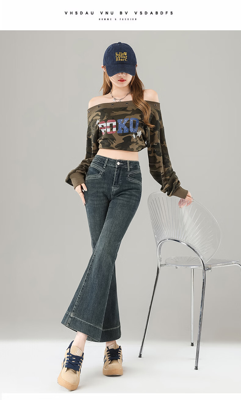 Jeanswest Women's Summer Fashion Trendy Slim Fit High Waist Flared Ankle Pants Cement Gray L 13