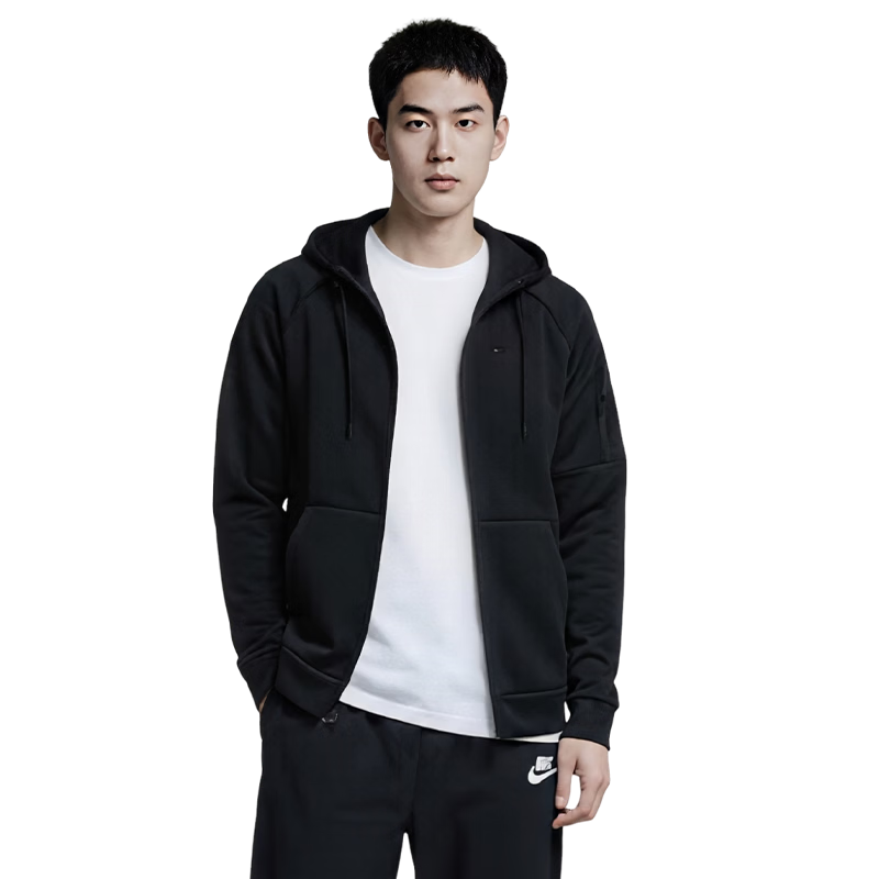 NIKE Men's Knitted Hooded Jacket, Spring And Autumn Style, Sports Casual FZ0968-010 Black 2XL