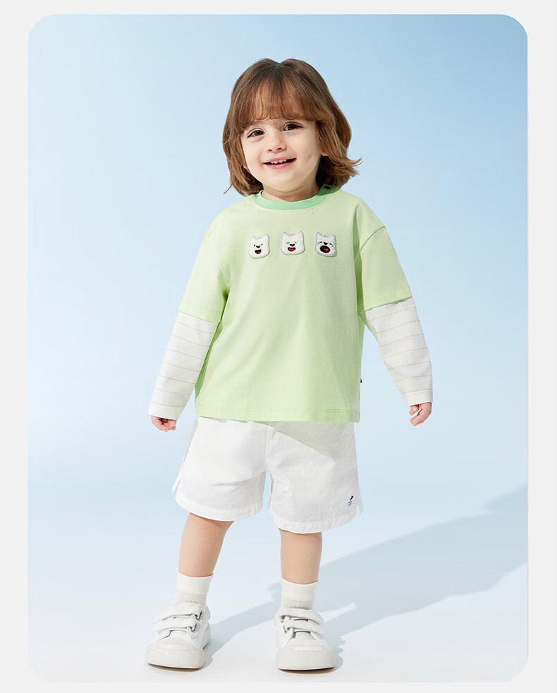 Babycare x West Highland Collaboration Spring Summer Kids Round Neck Long Sleeve T-Shirt Casual Top Lemongrass 80 17