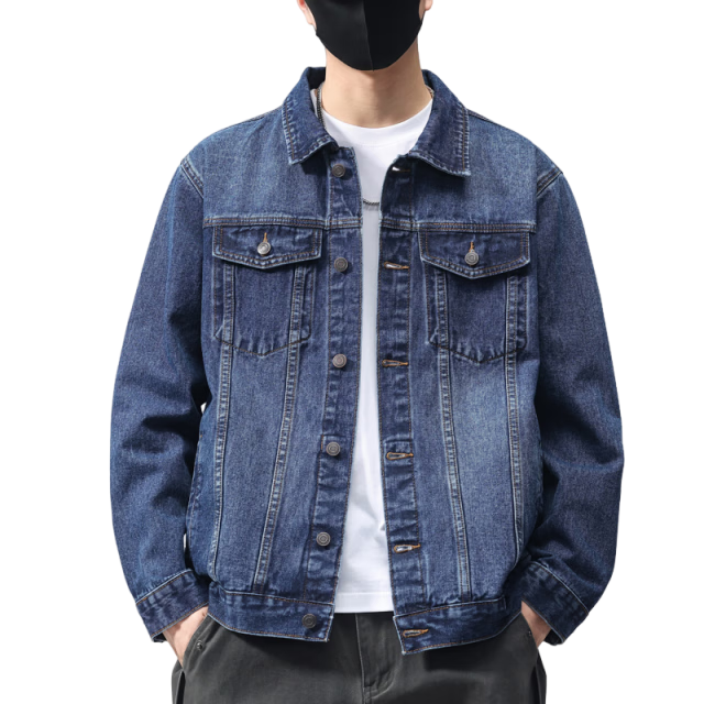 Jeanswest Men's Jacket 2026 Spring Summer Loose Simple Fashion Men's Denim Jacket Retro Blue L