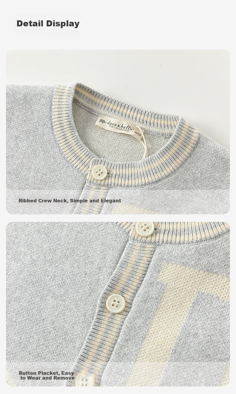 DAVE & BELLA Kids Sweater Cardigan Autumn Boys Cotton Knit Jacket Baby Outerwear Top 4
