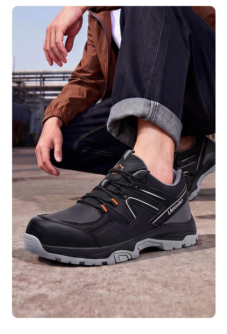 BlueOwl Shield Men's High-Top Lightweight Soft Sole Slip-Resistant Steel Toe Cap Anti-Smash Puncture-Resistant Safety Work Shoes D290 Size 43 15