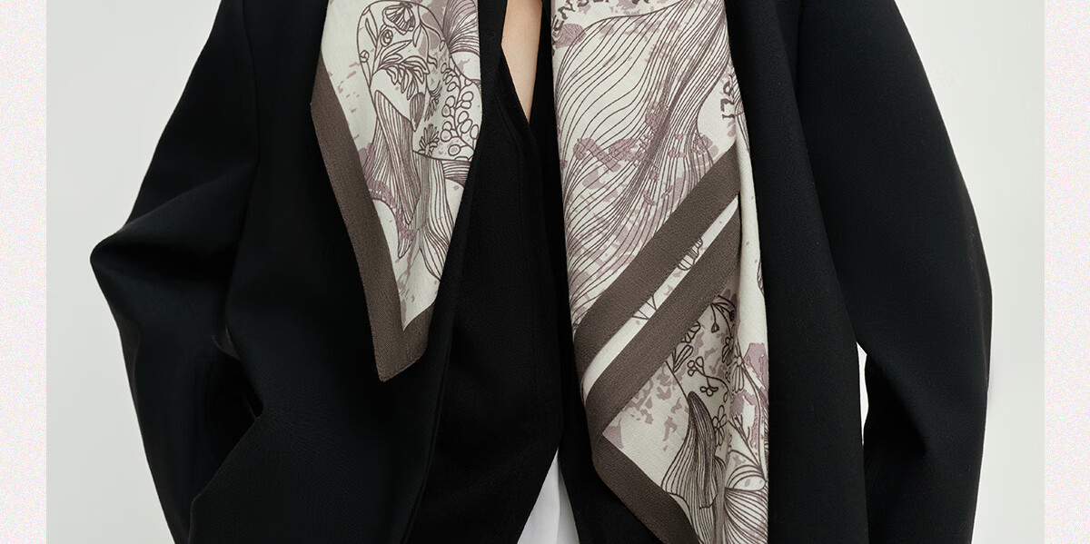 Wanshili Double-Sided Printed Silk Wool Scarf 2025 New Style Birthday New Year Gift for Mom Shawl Outerwear - Suo Qingqiu 21