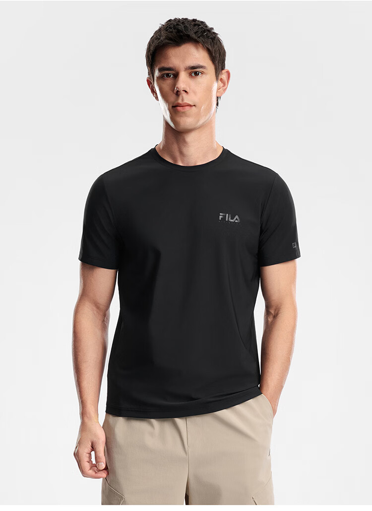 FILA Official Men's Short Sleeve T-Shirt 2026 Summer Cooling Breathable Round Neck Sun Protection Sports Top 18