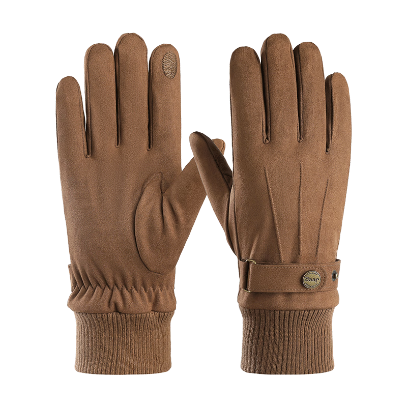 JEEP Winter Men's Fleece-Lined Thickened Leather Touchscreen Riding Gloves Windproof Warm Motorcycle Gloves