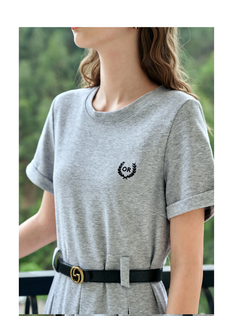 Olrain Eurie Knit Dress Women's Summer Commuter College Style Casual Waist Slimming Long Dress Light Gray S 20