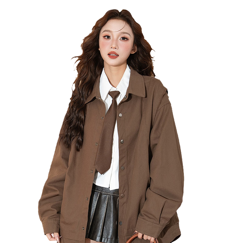 TonLion 2026 Spring Women's Lapel Coat Black S