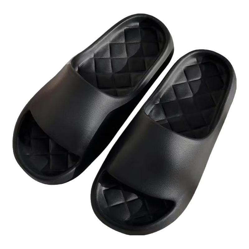 ABFE Women's Summer Indoor Home Bathroom Slippers Silent Non-Slip Soft Sole Men's Black Sandals Size 42-43