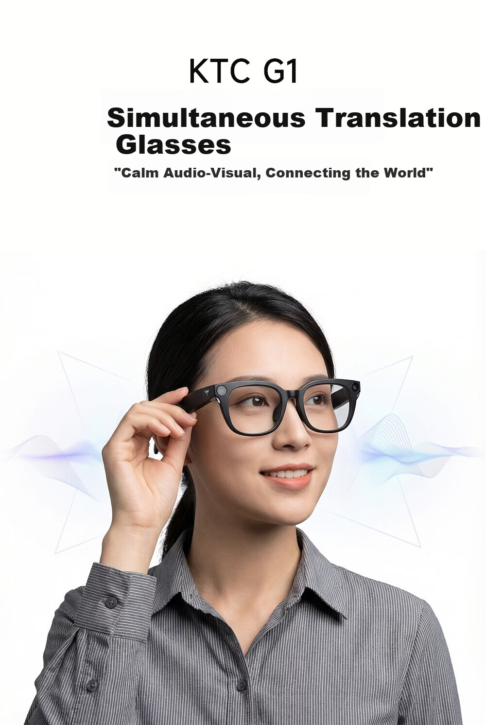 KTC AI Translation Smart Glasses Real-time Conversation Simultaneous Translator Xiaomi Alternative Portable Travel Meeting Assistant Bluetooth Recording Audio Glasses KTC-G1 1