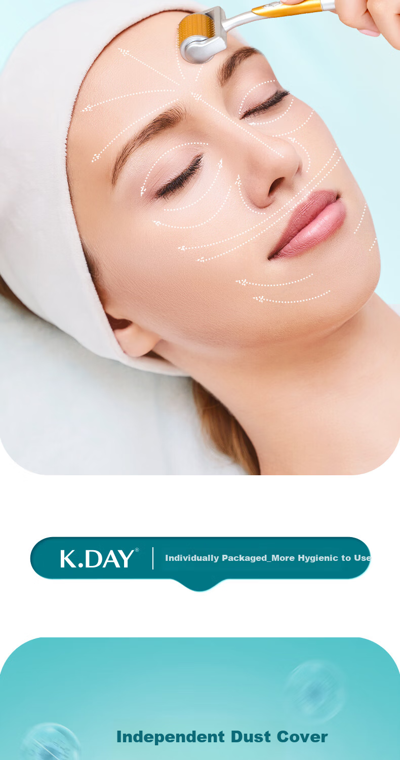 KDAY Skin Microneedling Roller 0.25mm Facial Beauty Salon Dermaroller Acne Scar Pore Micro-Needling Essence Infusion Tool 7