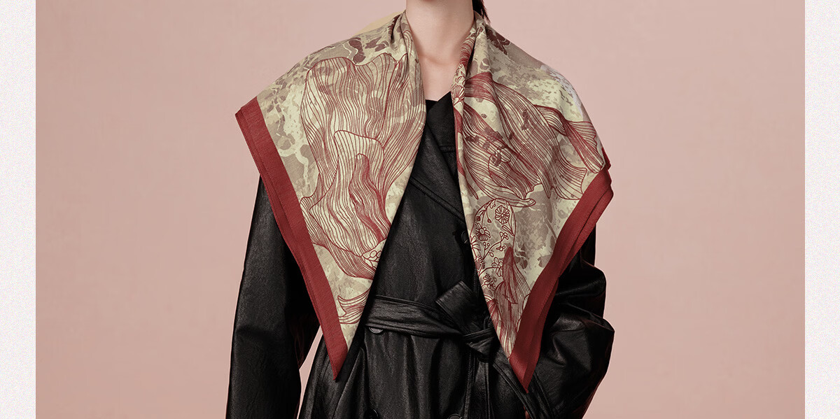 Wanshili Double-Sided Printed Silk Wool Scarf 2025 New Style Birthday New Year Gift for Mom Shawl Outerwear - Suo Qingqiu 18