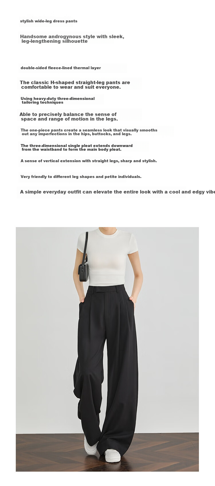 FAESSLIN [A4 Waist-Killing] Dark Gray High-Waisted Dress Pants for Women, 2026 Summer Thin Style, Elegant Draping Casual Wide-Leg Trousers for Wome 4