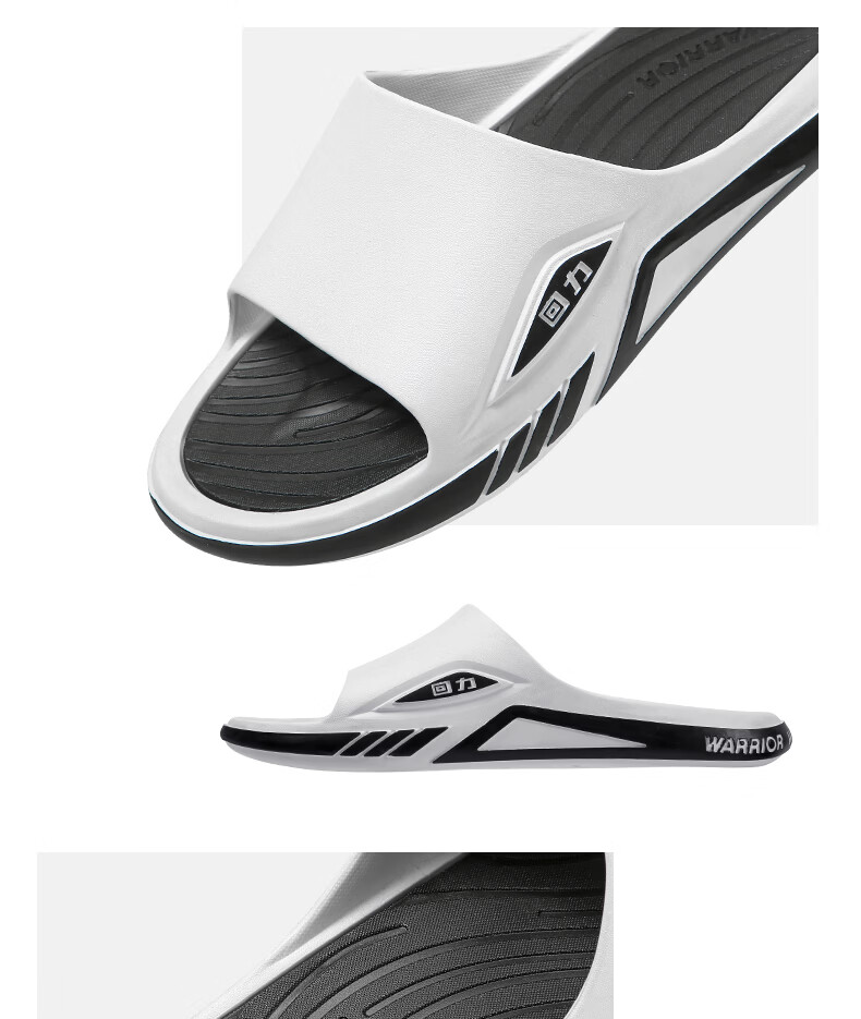 Warrior Official Men's Slippers 2026 Summer Non-Slip Wear-Resistant Slide Sandals White Black Model A Size 42-43 18