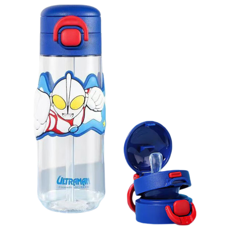 DEVAR Ultraman Kids Water Bottle Summer Direct Drinking Cup Boys Primary School Dual-Use Straw Water Bottle
