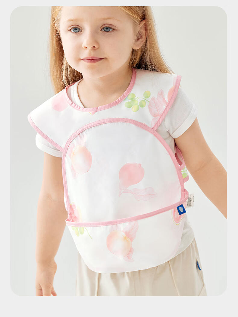 Babycare Baby Feeding Bib Toddler Smock Infant Anti-Dirt Apron with Back Cover Food Supplement Round Note Pattern Size 100 33