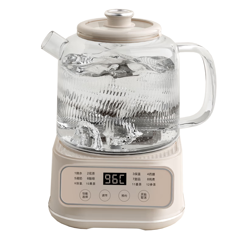 APIXINTL Temperature-Controlled Health Pot 0 Glue All-Glass Electric Ceramic Stove Office Fully Automatic Tea Kettle 1.6L Capacity 24h Reservation Multifunctional Electric Kettle