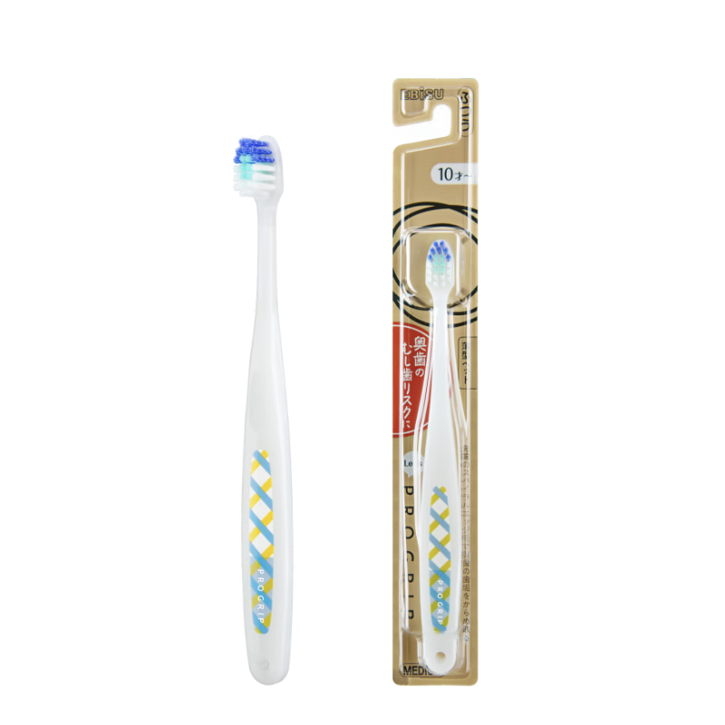 EBISU Children's Toothbrush for Ages 12-15, Anti-Cavity Medium Bristles, Tooth Cleaning for Adolescents, Single Pack