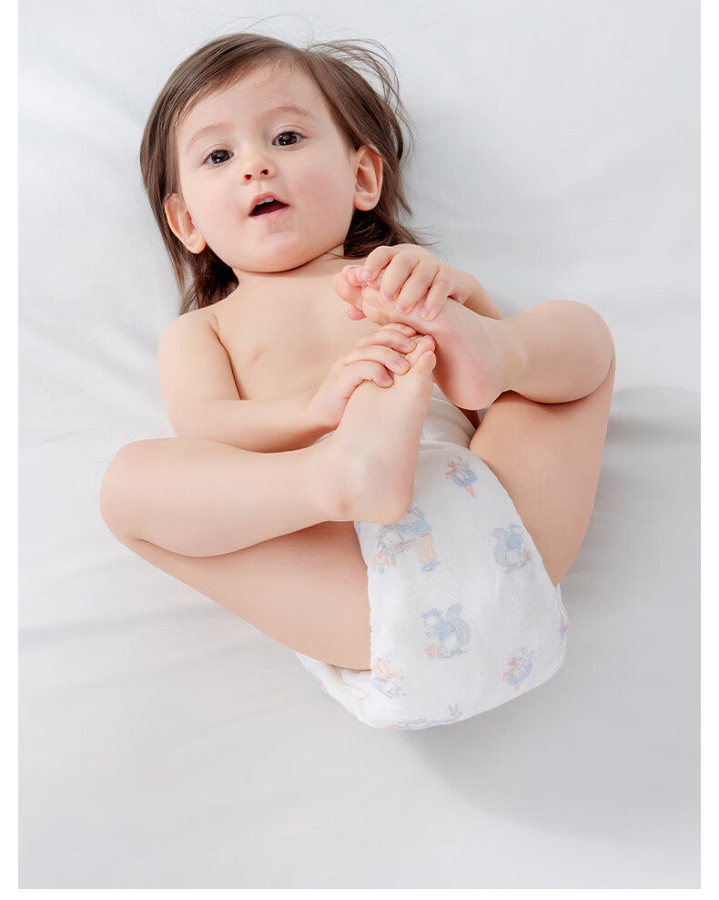Betis Diaper Baby Gauze Integrated Fixing Belt Pants Pocket Baby Urine Guard Cloth Diaper Size L for 10-15 lbs 4-Pack 3