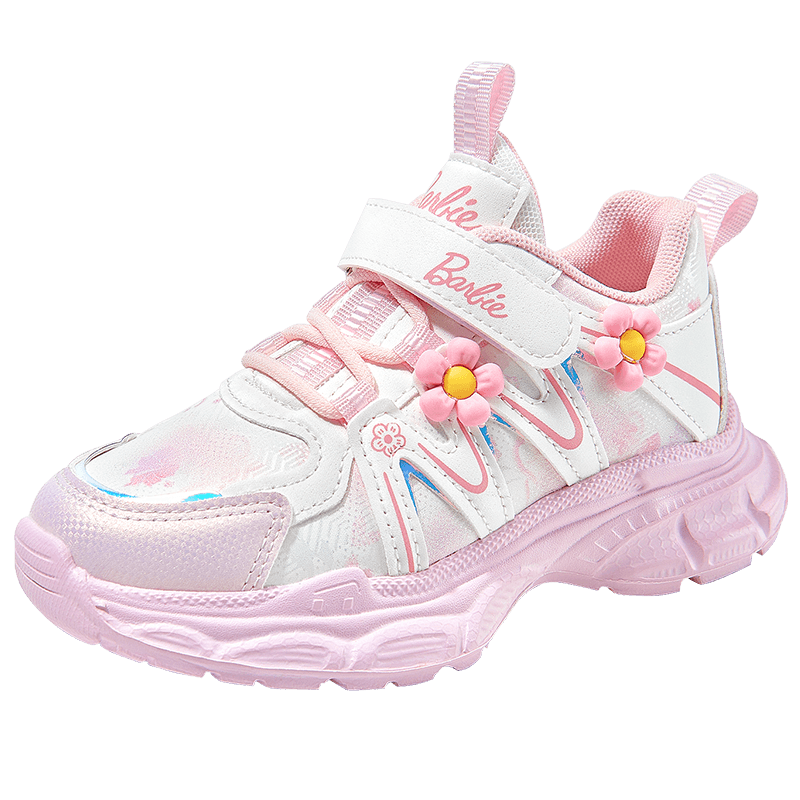 Barbie Children's Spring And Autumn Single-Layer Dad Shoes, Girls' Elementary School Running Shoes, Sports Casual Shoes DA6937 Pink 28