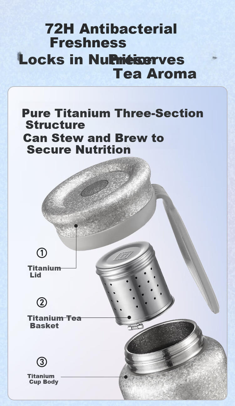 Buydeem Titanium Tea Infuser Insulated Bottle Pure Titanium Portable Outdoor Business Office Cup Valentine's Day New Year Gift 1