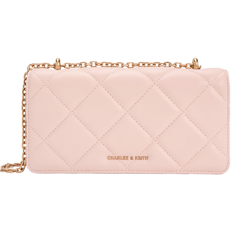 CHARLES&KEITH, Textured Diamond Pattern Chain Small Square Bag Wallet Crossbody Bag Women's Handbag Birthday Gift CK6-10680924