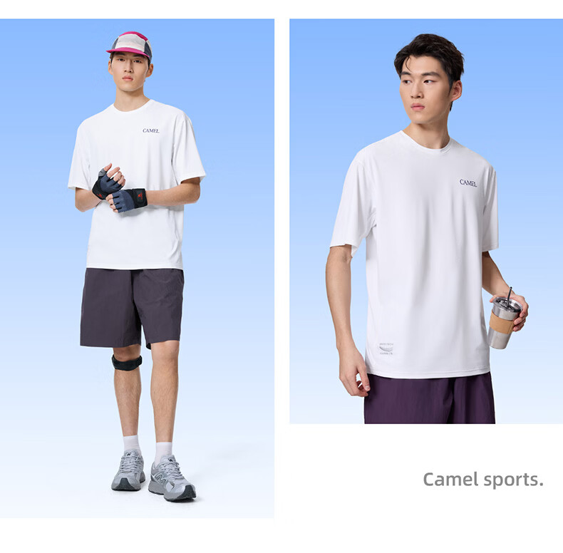 CAMEL Quick-Dry Women's Ice-Feel Sun Protection Crew Neck Short Sleeve Sports T-Shirt C26BARLG053 Morning Smoke Pink L 23