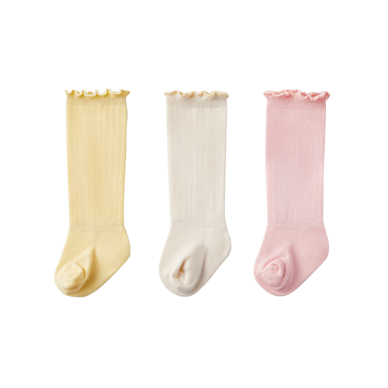 EMXEE Baby Socks Autumn Winter Non-Restrictive Long Socks Newborn Infant Knee-High Fleece-Lined Socks for Boys and Girls 3 Pairs
