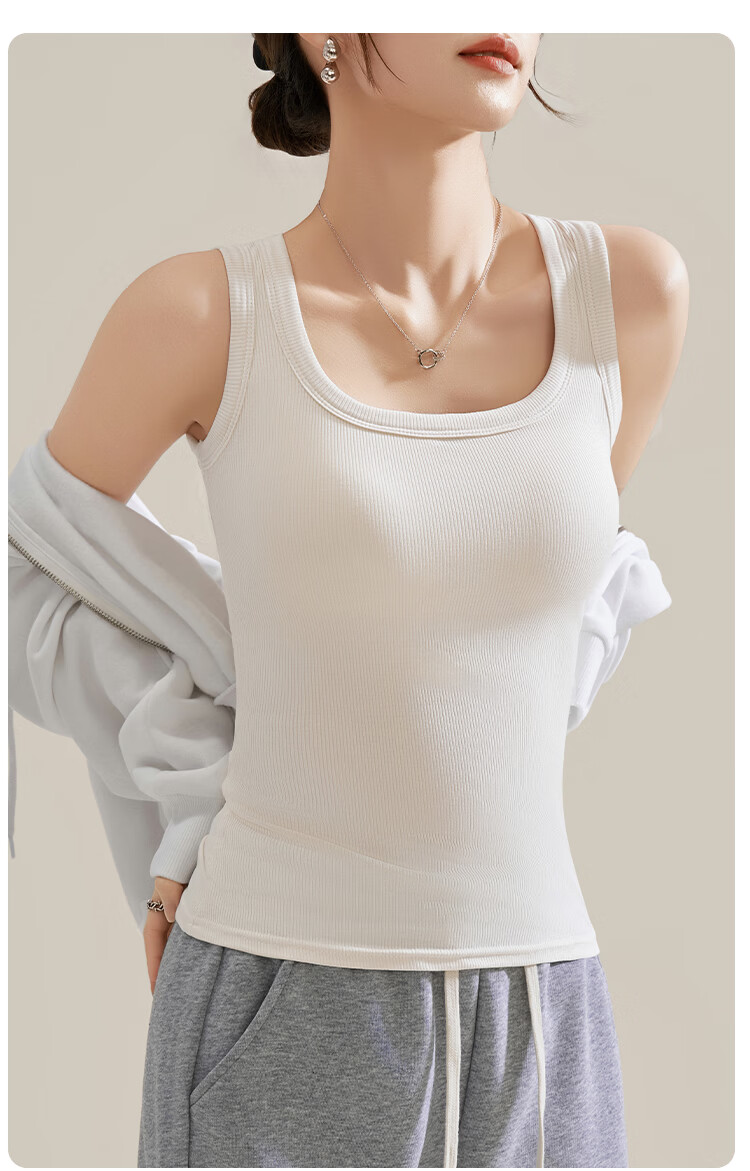 GUJIN Women's Spring Summer Camisole Vest Slim Fit Seamless Anti-Exposure Innerwear Top 8